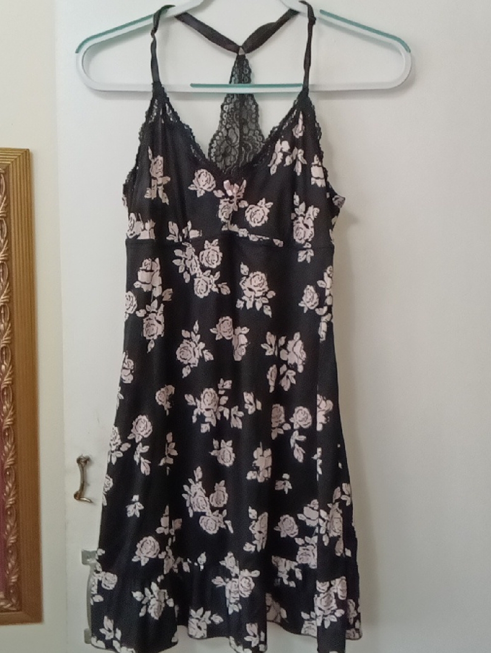 MARILYN MONROE Black Floral Lace-Back Slip Dress - Women Intimates & Sleepwear
